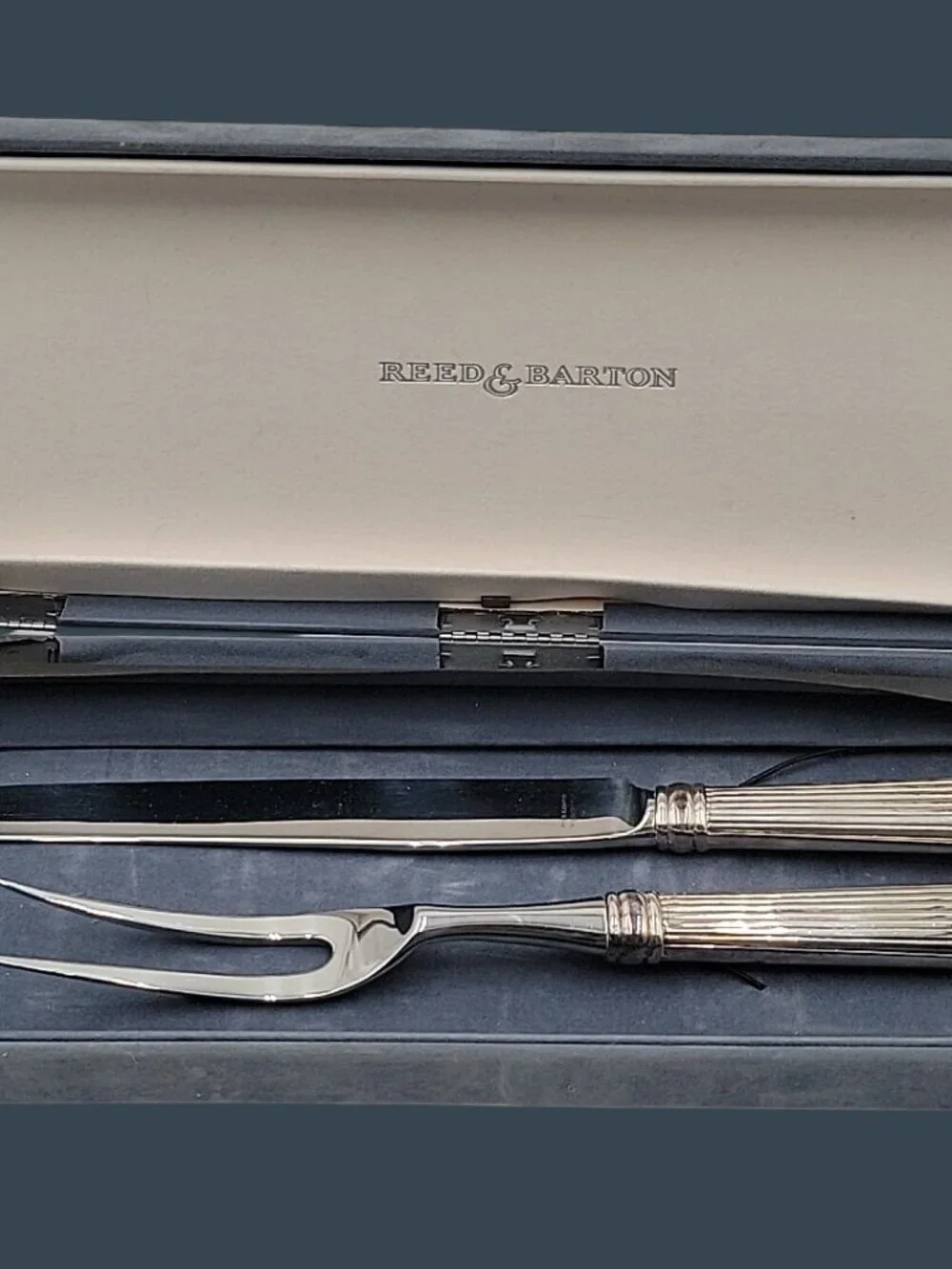 Vtg Reed Barton Williamsburg Peyton Carving Set Sterling Handles Original Case